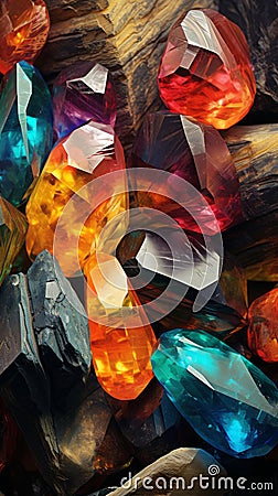 Colored gemstones minerals Stock Photo
