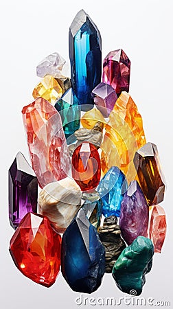 Colored gemstones minerals Stock Photo