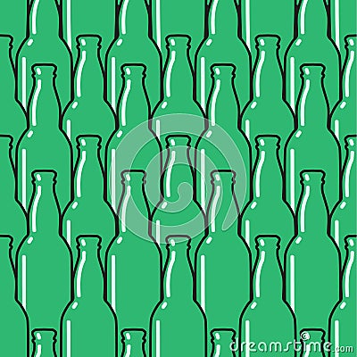 Colored glass bottles seamless pattern. Vector Illustration
