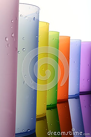 Colored glasses of frosted plastic Stock Photo