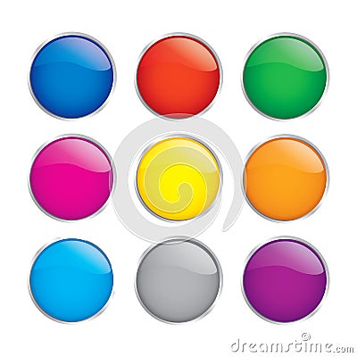 Colored Glossy buttons Cartoon Illustration