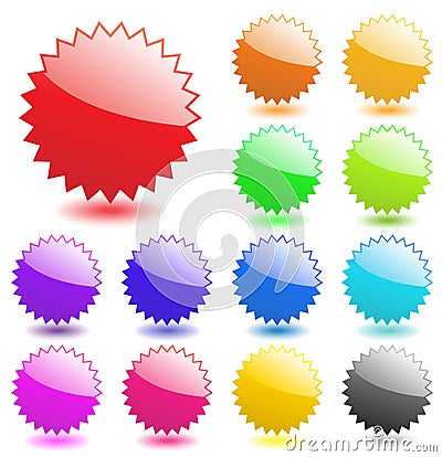 Star burst sale button web elements price badge tag icons icon yellow lossy website red orange shadow buttons vector sticker color Vector Illustration