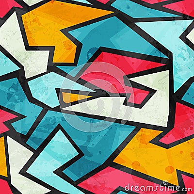 Colored graffiti grunge seamless pattern Vector Illustration