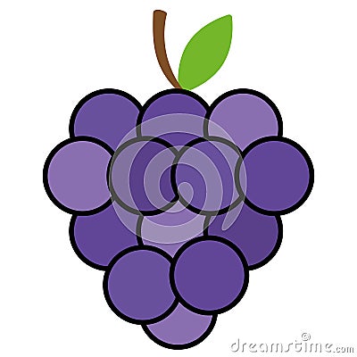 Colored grapes fruit icon Vector Vector Illustration