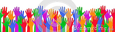 Colored hand crowd - for stock Vector Illustration