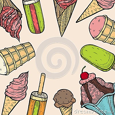 Ice cream popsicle shop Vector Illustration