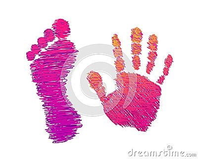 Colored hand and foot Vector Illustration