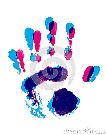 Colored hand prints Stock Photo