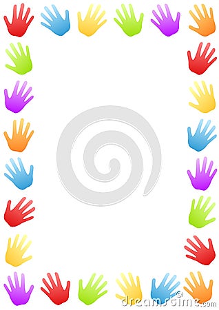 Colored Hands Border Frame Stock Photo