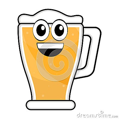 Colored happy beer glass icon Vector Illustration