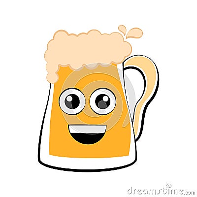 Colored happy beer mug icon Vector Illustration