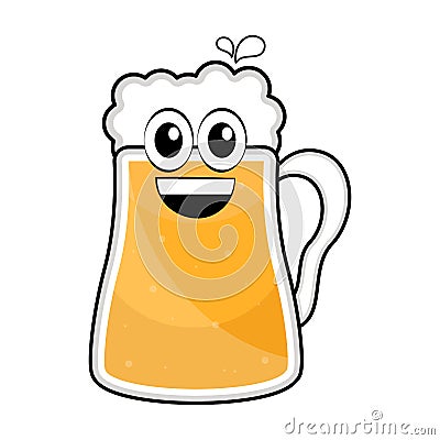 Colored happy beer mug icon Vector Illustration