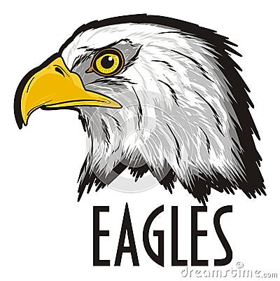 Colored head of eagle with black letters Stock Photo