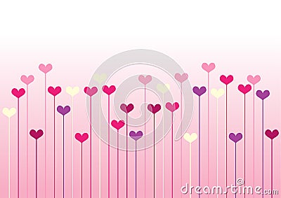 Colored hearts in a mosaic, pattern Vector Illustration