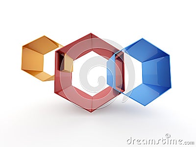 Colored hexagonal cells isolated on white Stock Photo