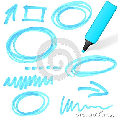 colored highlighter with markings Vector Illustration