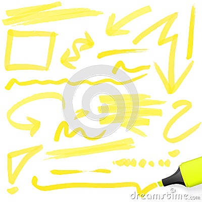 Colored highlighter with markings Vector Illustration