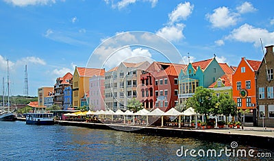 Colored houses of Curacao, Dutch Antilles Editorial Stock Photo