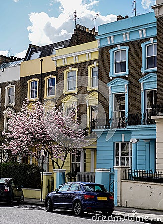 Colored houses in London street Stock Photo