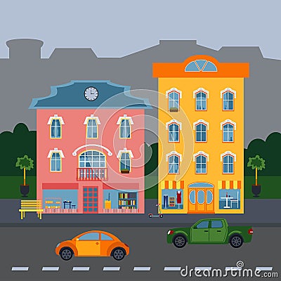 Abstract colored houses Vector Illustration