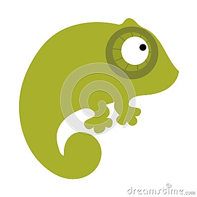 Colored icon cute baby green chameleon Vector Illustration