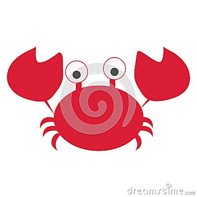 Colored icon cute baby red cancer crab in cartoon style on white Vector Illustration