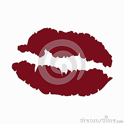 Colored icon kiss mark red lipstick female lips on white Vector Illustration