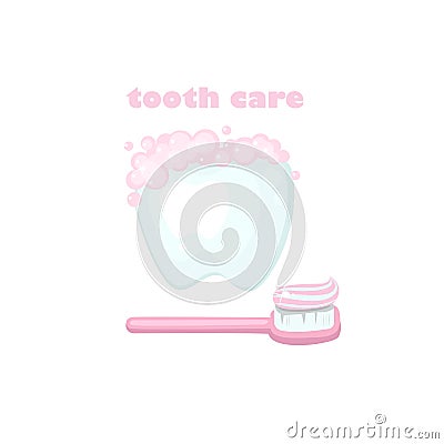 Colored illustration about health and tooth care. Vector Illustration