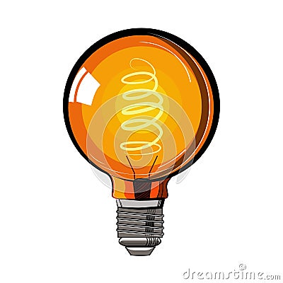 Colored incandescent light bulb sketch Vector Illustration