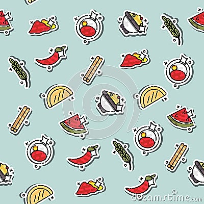 Colored Indian food concept pattern Vector Illustration