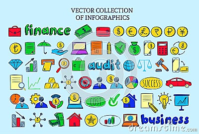 Colored Infographic Financial Elements Collection Vector Illustration