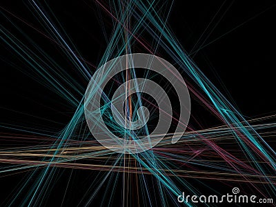 Colored intersecting beams in a fractal Stock Photo
