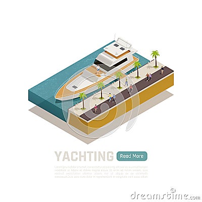 Yachting Isometric Banner Vector Illustration