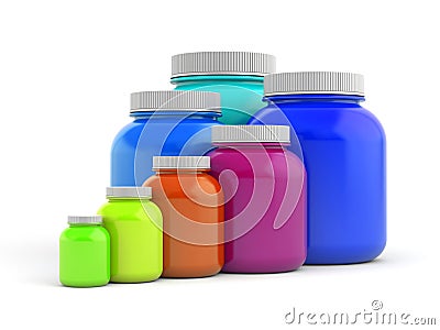 Colored jars with white lids - rainbow Cartoon Illustration