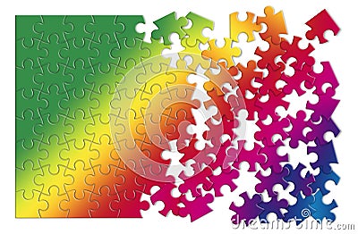 Colored jigsaw puzzle - concept image on white background Stock Photo