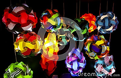 Colored lanterns .Beautiful and festive. Stock Photo