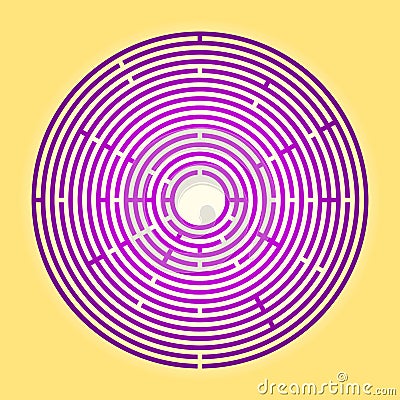 Colored large circular maze, big purple radial labyrinth Vector Illustration