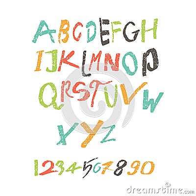 Colored Latin alphabet, written by a child, children is style, can be used for your design Vector Illustration