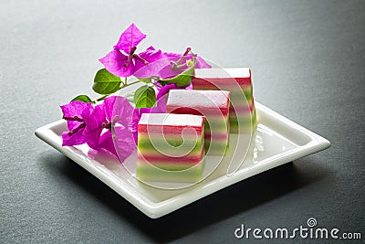 Colored layer cakes, Malaysia Stock Photo