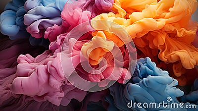 colored liquids mix under water and appear as a foggy graphic Stock Photo