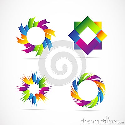 Colored Logo Elements Icon Set Design Stock Vector - Image: 55783454