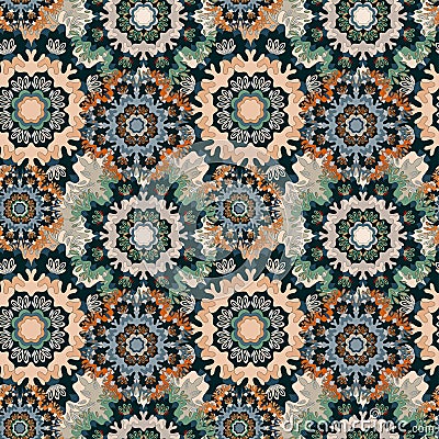 Colored mandala seamless pattern Vector Illustration