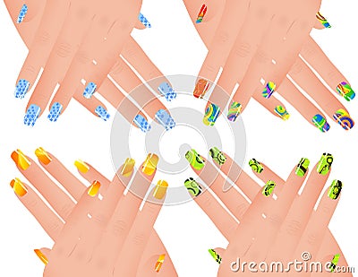 Colored manicure Cartoon Illustration