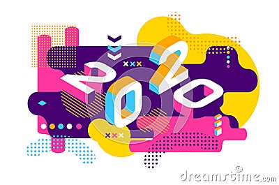2020 Colored Memphis style. Banner with 2020 Numbers. Vector New Year illustration Vector Illustration