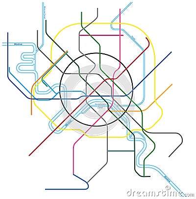 Colored metro vector map of moscow, russia Vector Illustration