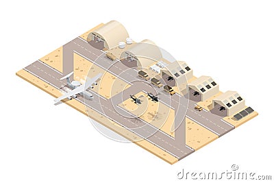 Colored Military Isometric Composition Vector Illustration