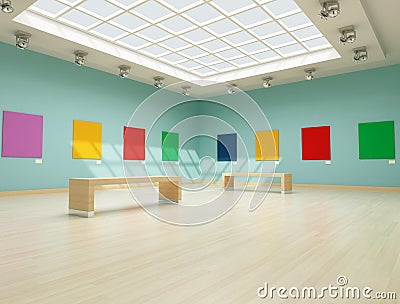 Colored modern art gallery Stock Photo