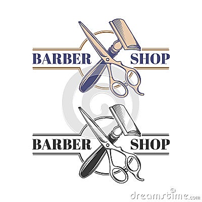 Barber shop equipment illustration engraved style vector Vector Illustration