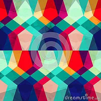 Colored mosaic seamless pattern with grunge effect Vector Illustration