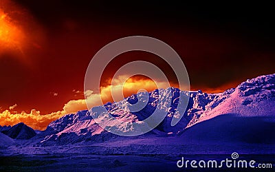 Colored mountains of Tibet Stock Photo